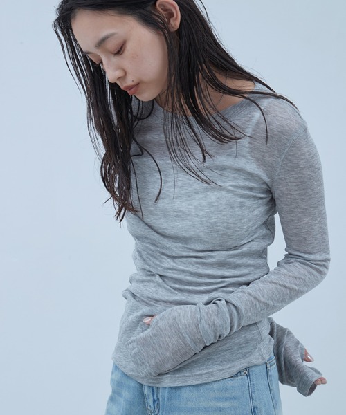 mayjonnlynx (ジョンリンクス)シアーロングスリーブTEE セール】Sheer Long Sleeve Tee／シアーロングスリーブTEE（Tシャツ