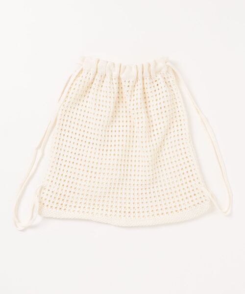 TONE SELECT GOODS(トーンセレクトグッズ)の「【urge select】ニット 編み上げ ナップサック【A4サイズ収納可能】(バックパック/リュック・レディース・ベージュ/アイボリー・FREE)」の3枚目の写真