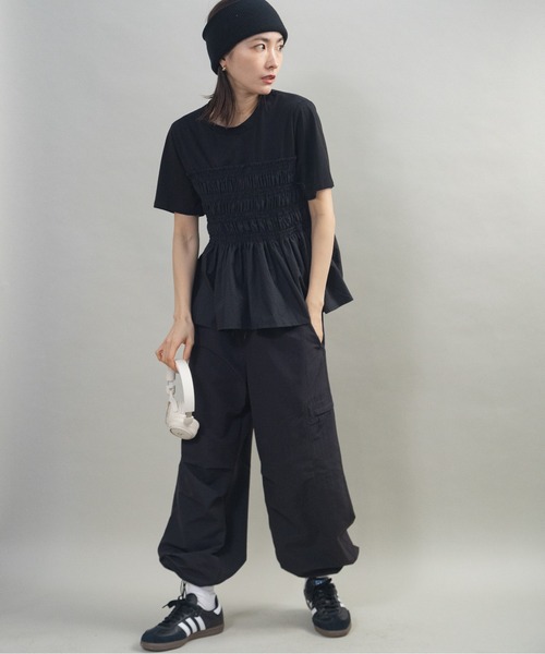 lodie(ロディ)の「ギャザーティアードトップス(Tシャツ/カットソー・レディース・アイボリー/ブラック・FREE)」の6枚目の写真