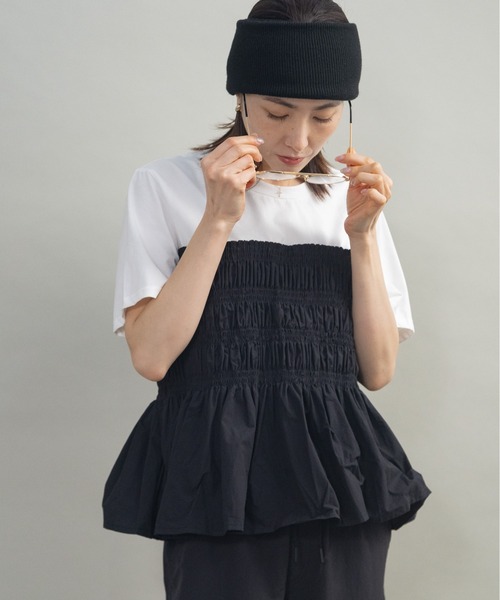 lodie(ロディ)の「ギャザーティアードトップス(Tシャツ/カットソー・レディース・アイボリー/ブラック・FREE)」の3枚目の写真
