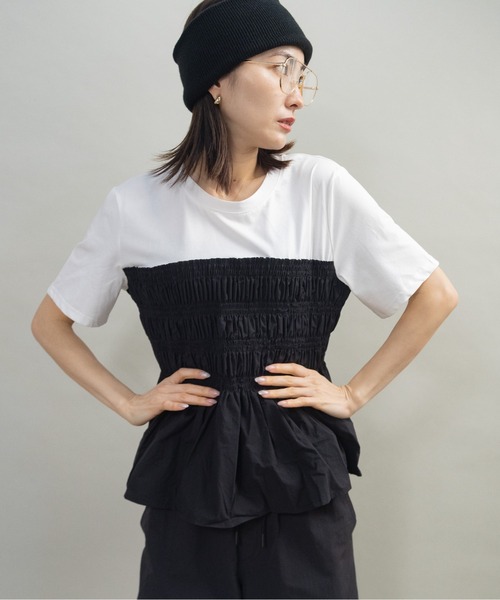 lodie(ロディ)の「ギャザーティアードトップス(Tシャツ/カットソー・レディース・アイボリー/ブラック・FREE)」の19枚目の写真
