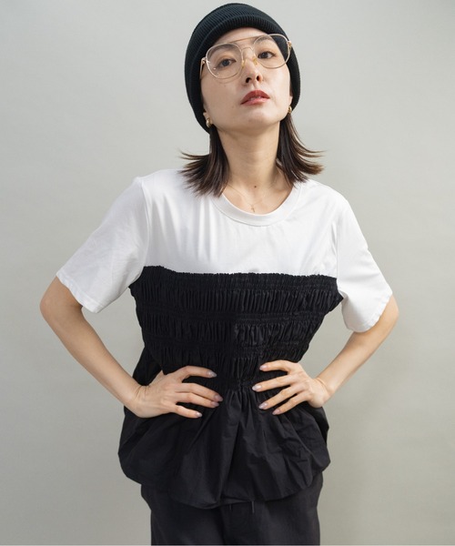 lodie(ロディ)の「ギャザーティアードトップス(Tシャツ/カットソー・レディース・アイボリー/ブラック・FREE)」の20枚目の写真