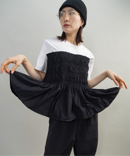 lodie(ロディ)の「ギャザーティアードトップス(Tシャツ/カットソー・レディース・アイボリー/ブラック・FREE)」の22枚目の写真