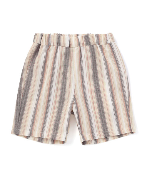 BeBe（ベベ）の「【お揃い】リネン調マルチストライプハーフパンツ(80~100cm)（その他パンツ・キッズ・ブルー系その他2・90cm）」の4枚目の写真