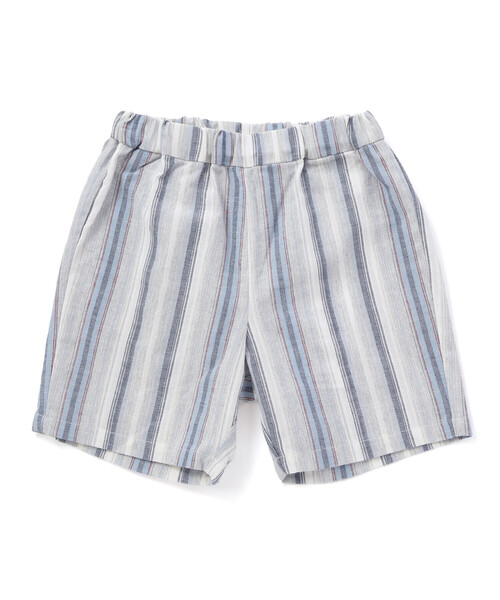 BeBe（ベベ）の「【お揃い】リネン調マルチストライプハーフパンツ(80~100cm)（その他パンツ・キッズ・ブルー系その他2・90cm）」の6枚目の写真