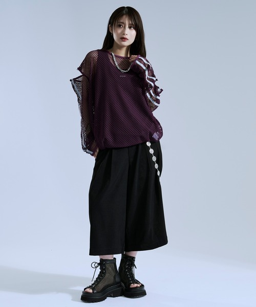 Ellno Loset(エルノロゼット)の「ドレープボリュームキュロットパンツ(スラックス・メンズ・ブラック/グレー・SMALL/X-SMALL/LARGE/MEDIUM)」の6枚目の写真