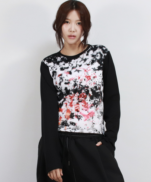 DEMARC(ドゥマーク)の「Graffiti Logo Graphic Slim Fit Long Sleeve T-shirt VER.2(Tシャツ/カットソー・レディース・ブラック・FREE)」の2枚目の写真