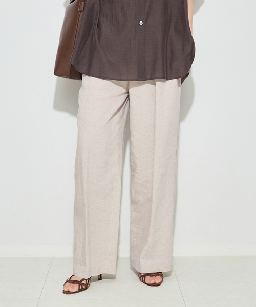 journal standard L'essage（ジャーナルスタンダードレサージュ）の「LINEN 2タックパンツ（その他パンツ・レディース・カーキ/ブラック/アイボリー・36/38）」の2枚目の写真