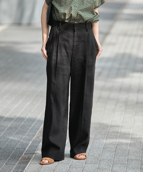 journal standard L'essage（ジャーナルスタンダードレサージュ）の「LINEN 2タックパンツ（その他パンツ・レディース・カーキ/ブラック/アイボリー・36/38）」の17枚目の写真