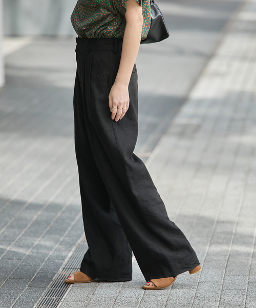 journal standard L'essage（ジャーナルスタンダードレサージュ）の「LINEN 2タックパンツ（その他パンツ・レディース・カーキ/ブラック/アイボリー・36/38）」の18枚目の写真