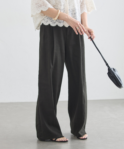journal standard L'essage(ジャーナルスタンダードレサージュ)の「LINEN 2タックパンツ(その他パンツ・レディース・カーキ/ブラック/アイボリー・36/38)」の10枚目の写真