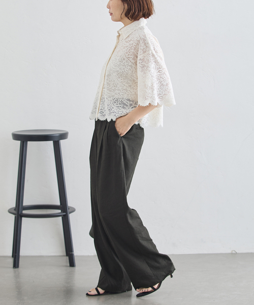 journal standard L'essage(ジャーナルスタンダードレサージュ)の「LINEN 2タックパンツ(その他パンツ・レディース・カーキ/ブラック/アイボリー・36/38)」の13枚目の写真