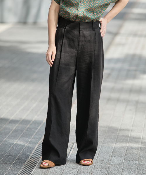 journal standard L'essage(ジャーナルスタンダードレサージュ)の「LINEN 2タックパンツ(その他パンツ・レディース・カーキ/ブラック/アイボリー・36/38)」の14枚目の写真