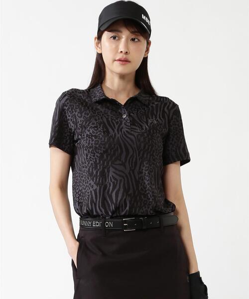 MASTER BUNNY EDITION（マスターバニーエディション）の「【MASTER BUNNY EDITION】千鳥ジャガード（ポロシャツ・レディース・ブラック/グレー/ベージュ・MEDIUM/LARGE/SMALL）」の2枚目の写真