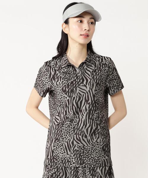 MASTER BUNNY EDITION（マスターバニーエディション）の「【MASTER BUNNY EDITION】千鳥ジャガード（ポロシャツ・レディース・ブラック/グレー/ベージュ・MEDIUM/LARGE/SMALL）」の4枚目の写真