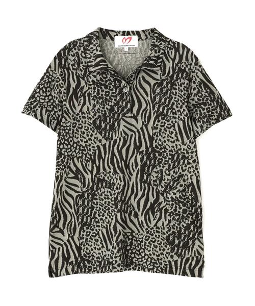 MASTER BUNNY EDITION（マスターバニーエディション）の「【MASTER BUNNY EDITION】千鳥ジャガード（ポロシャツ・レディース・ブラック/グレー/ベージュ・MEDIUM/LARGE/SMALL）」の13枚目の写真