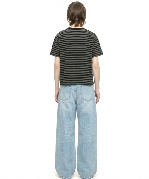 REBRENNER（リブレンナー）の「ピーチストライプクロップ半袖Tシャツチャコールブラック（Tシャツ/カットソー・メンズ・チャコールグレー×ブラック・MEDIUM/LARGE/X-LARGE）」の17枚目の写真