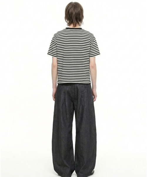 REBRENNER（リブレンナー）の「ピーチストライプクロップ半袖Tシャツチャコールブラック（Tシャツ/カットソー・メンズ・チャコールグレー×ブラック・MEDIUM/LARGE/X-LARGE）」の12枚目の写真