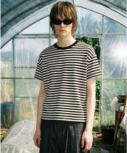 REBRENNER（リブレンナー）の「ピーチストライプクロップ半袖Tシャツチャコールブラック（Tシャツ/カットソー・メンズ・チャコールグレー×ブラック・MEDIUM/LARGE/X-LARGE）」の14枚目の写真