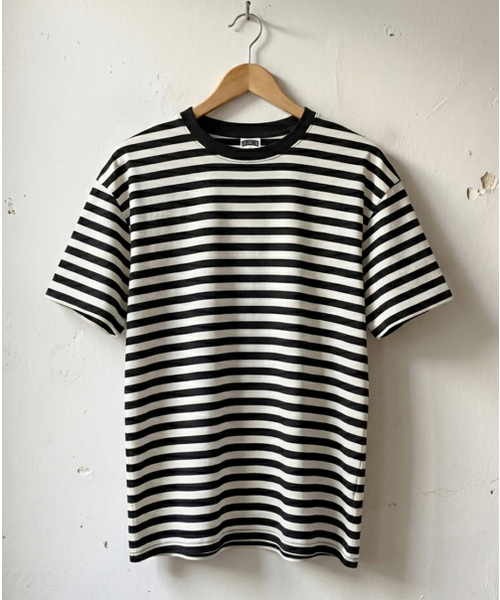 REBRENNER（リブレンナー）の「ピーチストライプクロップ半袖Tシャツチャコールブラック（Tシャツ/カットソー・メンズ・チャコールグレー×ブラック・MEDIUM/LARGE/X-LARGE）」の6枚目の写真
