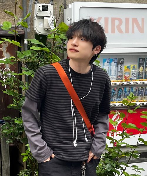 REBRENNER（リブレンナー）の「ピーチストライプクロップ半袖Tシャツチャコールブラック（Tシャツ/カットソー・メンズ・チャコールグレー×ブラック・MEDIUM/LARGE/X-LARGE）」の10枚目の写真
