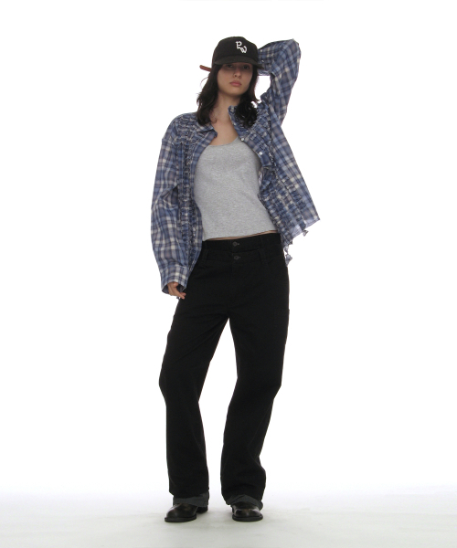 PARTIMENTO WOMEN(パルティメントウィメン)の「ウォッシュドダブルレイヤーパンツ_ブラック(その他パンツ・レディース・その他・SMALL/MEDIUM)」の3枚目の写真