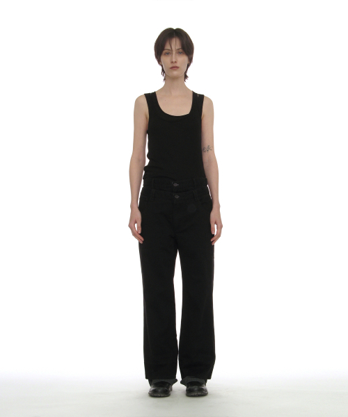 PARTIMENTO WOMEN(パルティメントウィメン)の「ウォッシュドダブルレイヤーパンツ_ブラック(その他パンツ・レディース・その他・SMALL/MEDIUM)」の5枚目の写真