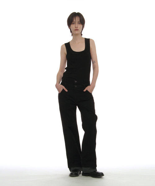 PARTIMENTO WOMEN(パルティメントウィメン)の「ウォッシュドダブルレイヤーパンツ_ブラック(その他パンツ・レディース・その他・SMALL/MEDIUM)」の8枚目の写真