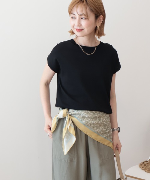 AMERICAN HOLIC（アメリカンホリック）の「【接触冷感･UVカット】フレンチスリーブニット（ニット/セーター・レディース・オフホワイト/ブラック/レッド/ブラウン・M/L）」の11枚目の写真