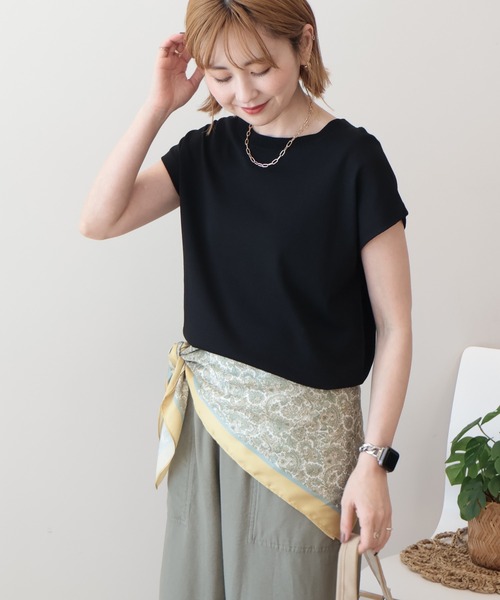 AMERICAN HOLIC（アメリカンホリック）の「【接触冷感･UVカット】フレンチスリーブニット（ニット/セーター・レディース・オフホワイト/ブラック/レッド/ブラウン・M/L）」の12枚目の写真