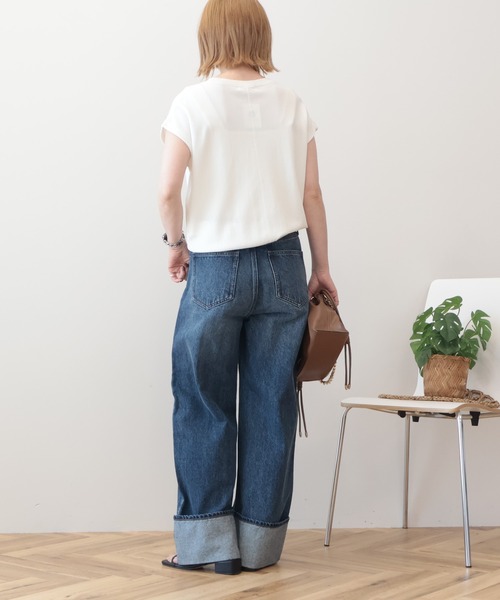 AMERICAN HOLIC（アメリカンホリック）の「【接触冷感･UVカット】フレンチスリーブニット（ニット/セーター・レディース・オフホワイト/ブラック/レッド/ブラウン・M/L）」の17枚目の写真