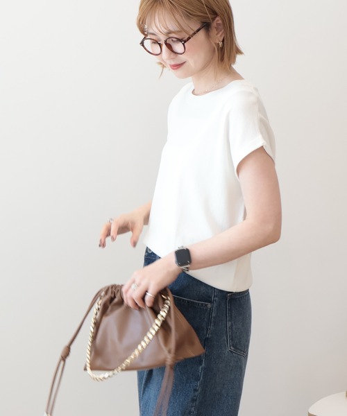 AMERICAN HOLIC（アメリカンホリック）の「【接触冷感･UVカット】フレンチスリーブニット（ニット/セーター・レディース・オフホワイト/ブラック/レッド/ブラウン・M/L）」の18枚目の写真