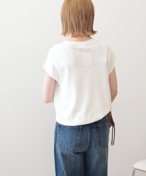 AMERICAN HOLIC（アメリカンホリック）の「【接触冷感･UVカット】フレンチスリーブニット（ニット/セーター・レディース・オフホワイト/ブラック/レッド/ブラウン・M/L）」の19枚目の写真