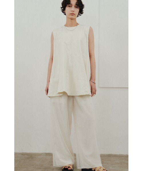 STYLEMIXER（スタイルミキサー）の「パネルフレアデニムチュニック（タンクトップ・レディース・ブラック/ホワイト・SMALL/MEDIUM）」の4枚目の写真