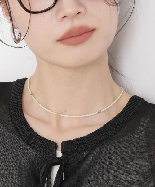 NANO universe（ナノユニバース）の「メタルビーズネックレス（ネックレス・レディース・アイボリー/ブラック/グレー・F）」の3枚目の写真