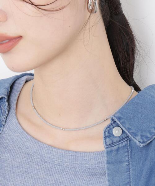 NANO universe（ナノユニバース）の「メタルビーズネックレス（ネックレス・レディース・アイボリー/ブラック/グレー・F）」の2枚目の写真