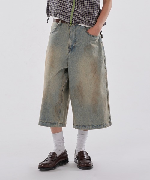 WISH FOR EVER（ウィッシュフォーエバー）の「ASSORT FLARE SHORTS（JORTS）/アソート フレア ショーツ（ジョーツ）（その他パンツ・メンズ・ライトブルー/インディゴブルー/カモフラージュ・SMALL/MEDIUM/LARGE）」の9枚目の写真