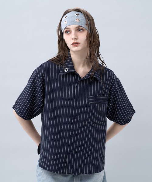 BENUA(ベヌア)の「Striped short sleeve shirt 一 ストライプ半袖シャツ -(シャツ/ブラウス・メンズ・ホワイト/ネイビー・FREE)」の8枚目の写真