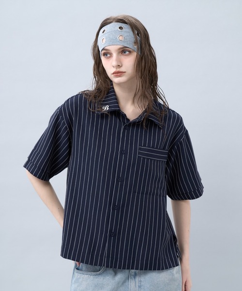 BENUA(ベヌア)の「Striped short sleeve shirt 一 ストライプ半袖シャツ -(シャツ/ブラウス・メンズ・ホワイト/ネイビー・FREE)」の9枚目の写真