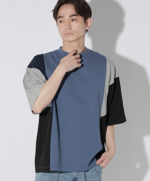 LAKOLE（ラコレ）の「アシンメトリーパネルＴ / 665194（Tシャツ/カットソー・メンズ・ホワイト/ブルー/ブラック・LARGE/MEDIUM）」の3枚目の写真