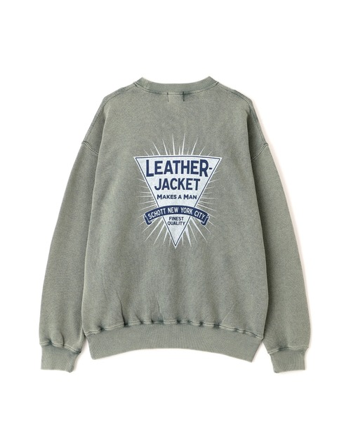 Schott(ショット)の「Schott/ショット/CREW SWEAT LEATHER JACKET MAKES A MAN/クルー スウェット レザー ジャケット メイクスアマン(スウェット・メンズ・ブラック/ダークグリーン・XL/2XL/L/M)」の18枚目の写真