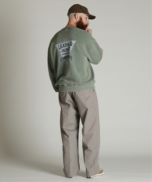 Schott(ショット)の「Schott/ショット/CREW SWEAT LEATHER JACKET MAKES A MAN/クルー スウェット レザー ジャケット メイクスアマン(スウェット・メンズ・ブラック/ダークグリーン・XL/2XL/L/M)」の13枚目の写真