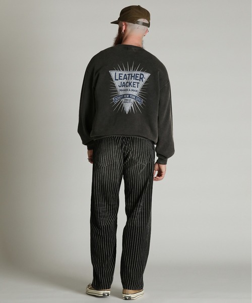 Schott(ショット)の「Schott/ショット/CREW SWEAT LEATHER JACKET MAKES A MAN/クルー スウェット レザー ジャケット メイクスアマン(スウェット・メンズ・ブラック/ダークグリーン・XL/2XL/L/M)」の11枚目の写真