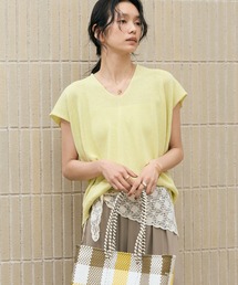 予約商品】ニット/セーター（イエロー/黄色系・Vネック）ファッション
