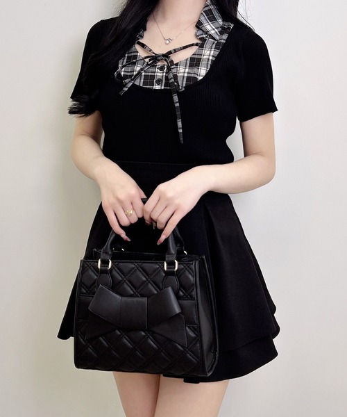 INGNI（イング）の「アソート柄シャツドッキング半袖リブニット（ニット/セーター・レディース・ブラック系9/ブラック×ホワイト/ネイビー系8・M）」の14枚目の写真