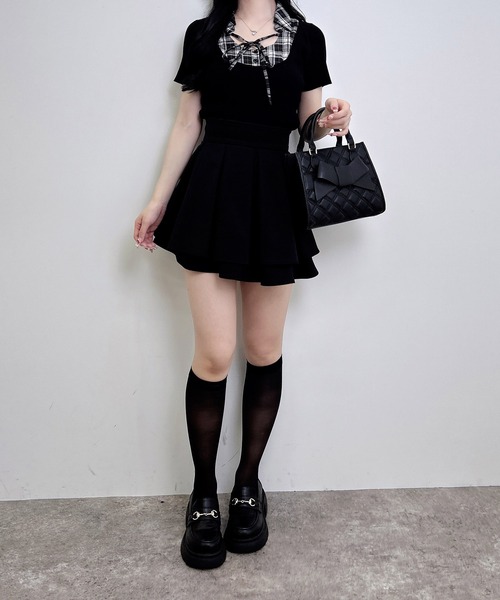 INGNI（イング）の「アソート柄シャツドッキング半袖リブニット（ニット/セーター・レディース・ブラック系9/ブラック×ホワイト/ネイビー系8・M）」の17枚目の写真