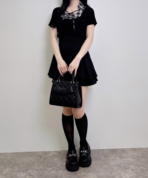 INGNI（イング）の「アソート柄シャツドッキング半袖リブニット（ニット/セーター・レディース・ブラック系9/ブラック×ホワイト/ネイビー系8・M）」の18枚目の写真