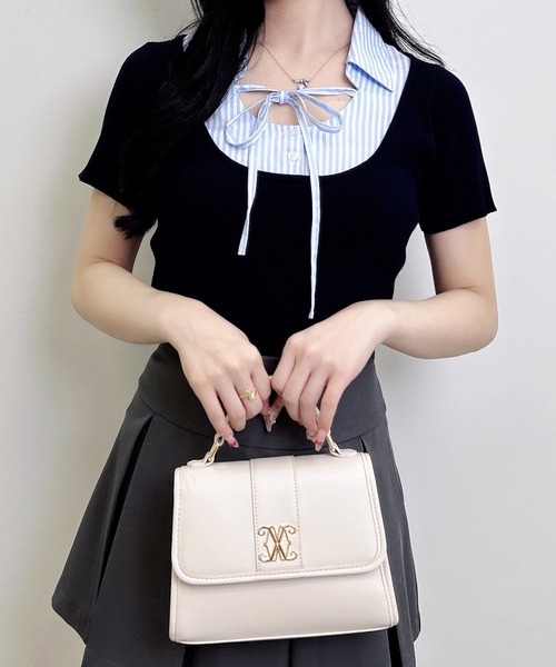 INGNI（イング）の「アソート柄シャツドッキング半袖リブニット（ニット/セーター・レディース・ブラック系9/ブラック×ホワイト/ネイビー系8・M）」の19枚目の写真