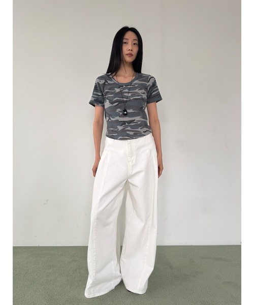Didot.showroom(ディドット ショールーム)の「【DIDOT.】ワッフルカモフラT(Tシャツ/カットソー・レディース・グレー/ベージュ・FREE)」の6枚目の写真