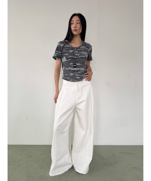 Didot.showroom(ディドット ショールーム)の「【DIDOT.】ワッフルカモフラT(Tシャツ/カットソー・レディース・グレー/ベージュ・FREE)」の7枚目の写真